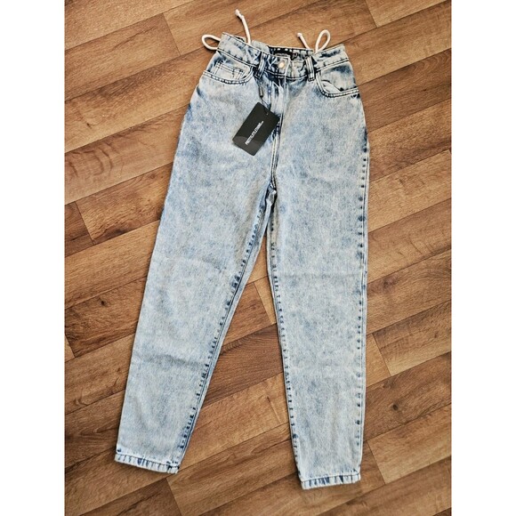 PrettyLittleThing Denim - PrettyLittleThing Acid Wash Lace Up PrettyLittleThing Denim Jeans Blue Size 4